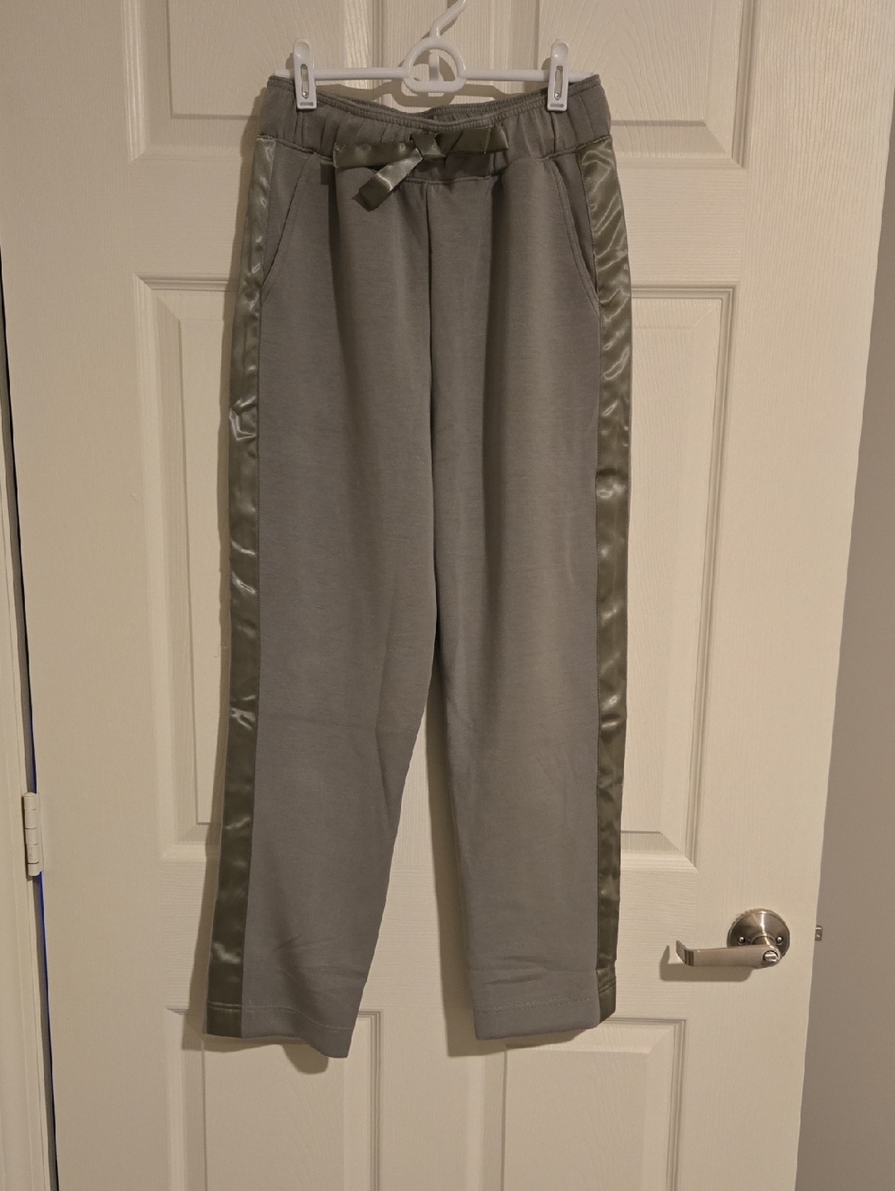 Sage Green Track Joggers with Satin Side Stripe